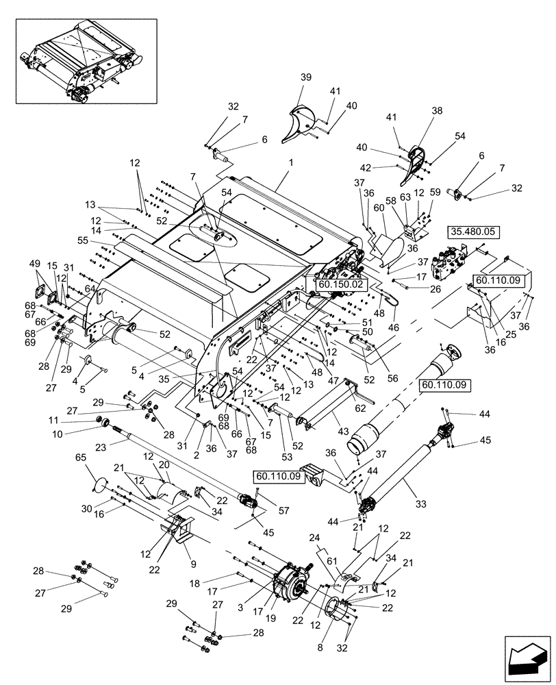 Схема запчастей Case IH 9230 - (60.110.08) - FEEDER FRAME (60) - PRODUCT FEEDING