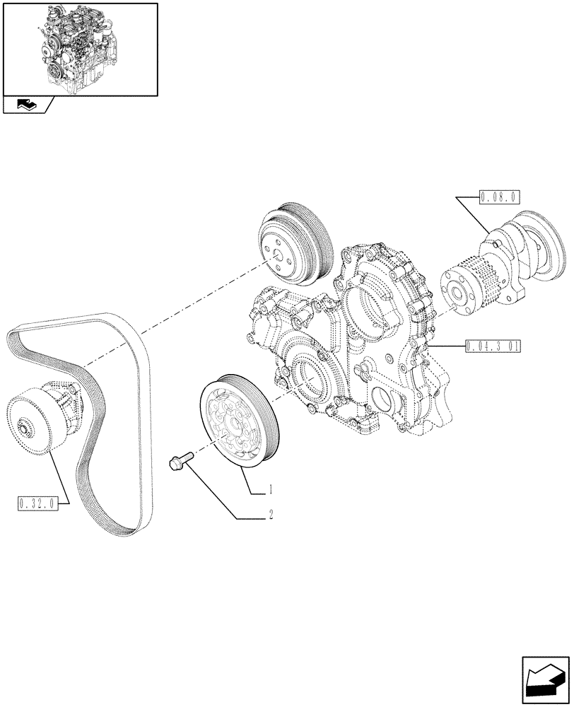 Схема запчастей Case IH FARMALL 60 - (0.08.4) - PULLEY - CRANKSHAFT (01) - ENGINE