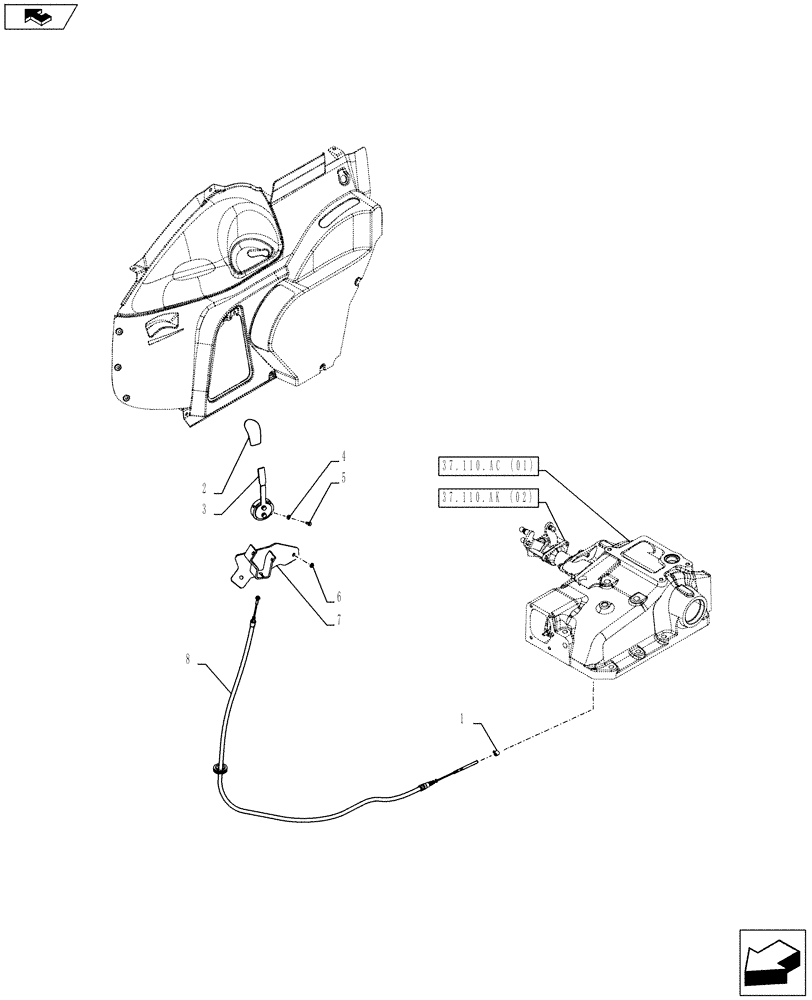 Схема запчастей Case IH FARMALL 115C - (37.108.AL[01]) - VAR - 743595, 743596 - LIFT-O-MATIC CONTROL, LEVER, W/ CAB - ISO (37) - HITCHES, DRAWBARS & IMPLEMENT COUPLINGS
