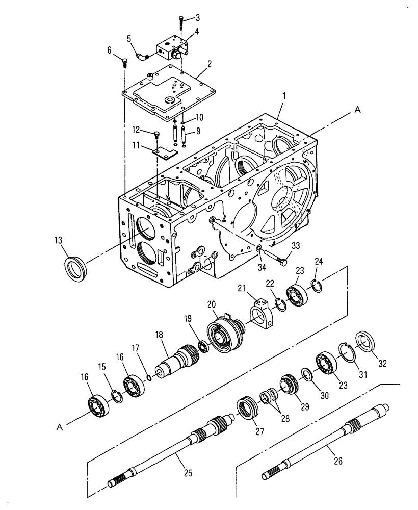 Схема запчастей Case IH FARMALL 50 - (03.13) - REAR TRANSMISSION PTO DRIVE, UPPER (03) - TRANSMISSION