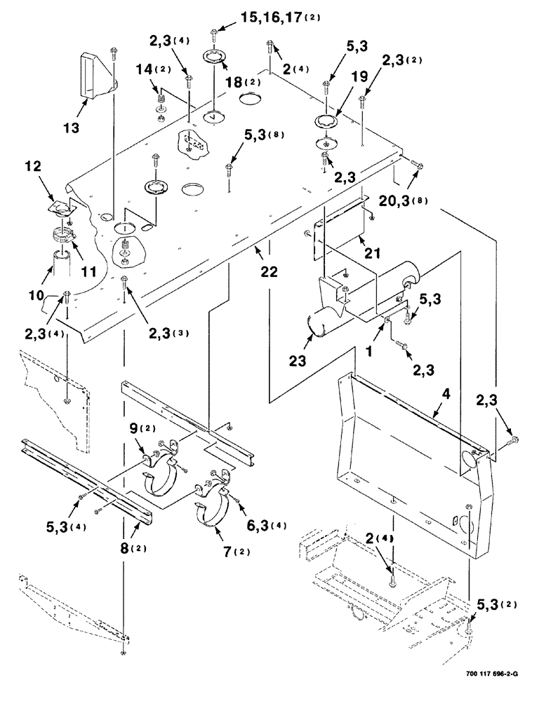 Схема запчастей Case IH 8840 - (07-038) - HOOD ASSEMBLY (90) - PLATFORM, CAB, BODYWORK AND DECALS