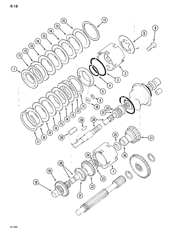 Схема запчастей Case IH 995 - (6-018) - SPEED TRANSMISSION, TWO SPEED POWER SHIFT ATTACHMENT (06) - POWER TRAIN