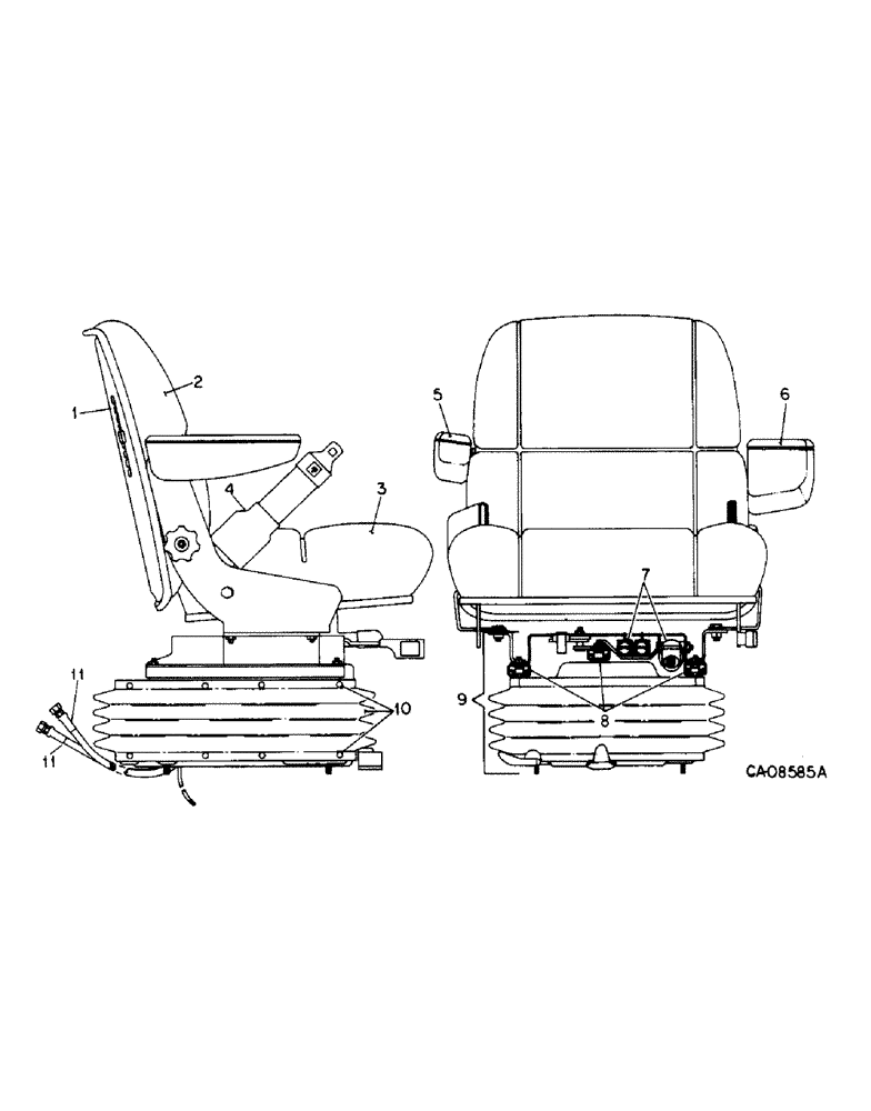Схема запчастей Case IH 7288 - (13-10) - SUPERSTRUCTURE, DELUXE HYDRAULIC SEAT, SEARS, WITH AIR-OIL SUSPENSION (05) - SUPERSTRUCTURE