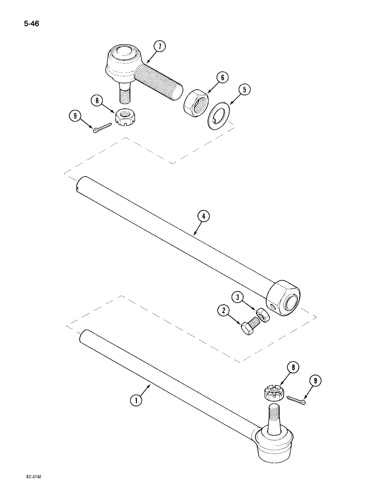 Схема запчастей Case IH 895 - (5-46[1]) - TIE RODS, ADJUSTABLE FRONT AXLES, 52 TO 82" TRACK, LOW SPINDLE, 52 TO 77" TRACK, HIGH OR LOW SPINDLE (05) - STEERING