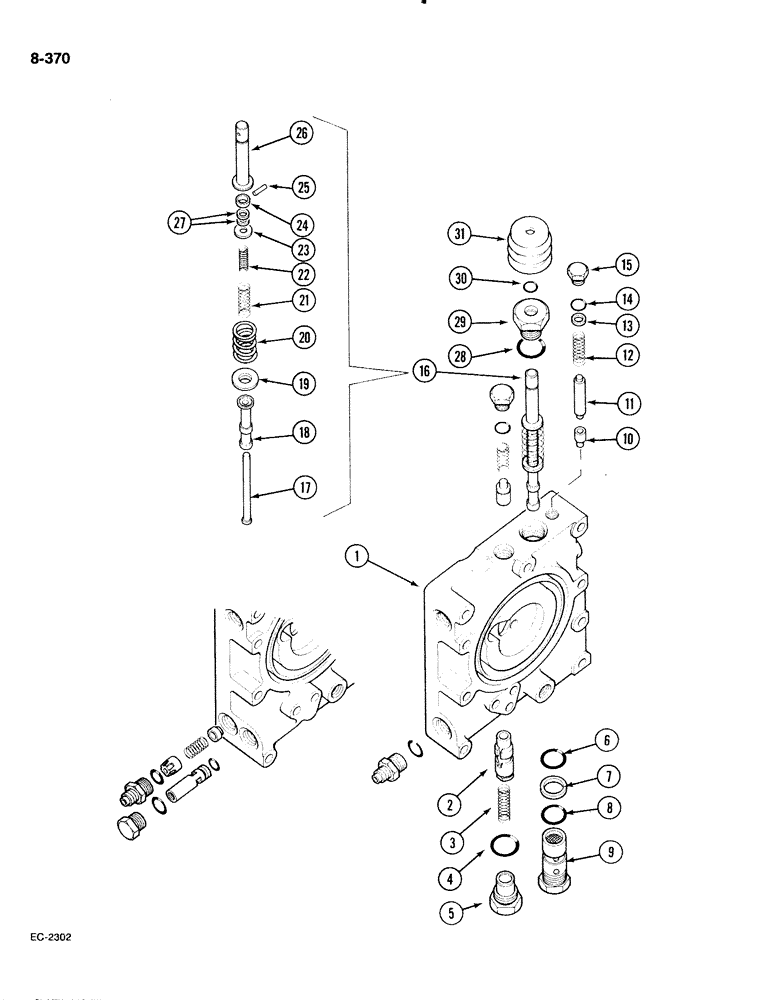 Схема запчастей Case IH 885 - (8-370) - MULTIPLE CONTROL VALVE (08) - HYDRAULICS