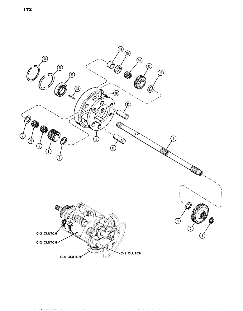 Схема запчастей Case IH 870 - (172) - PLANETARY AND OUTPUT SHAFT, POWER SHIFT (06) - POWER TRAIN