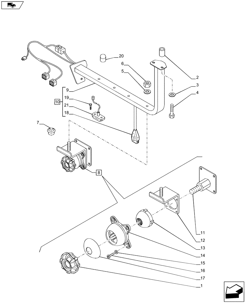 Схема запчастей Case IH PUMA 185 - (55.440.0402) - BALER BAR DISPLAY READY - BALER BAR MOUNTING (VAR.743407) (55) - ELECTRICAL SYSTEMS