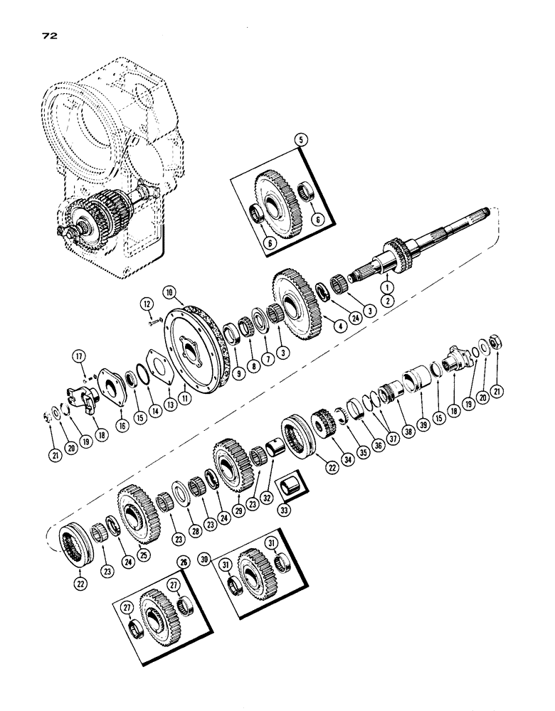 Схема запчастей Case IH 1200 - (072) - OUTPUT SHAFT (06) - POWER TRAIN