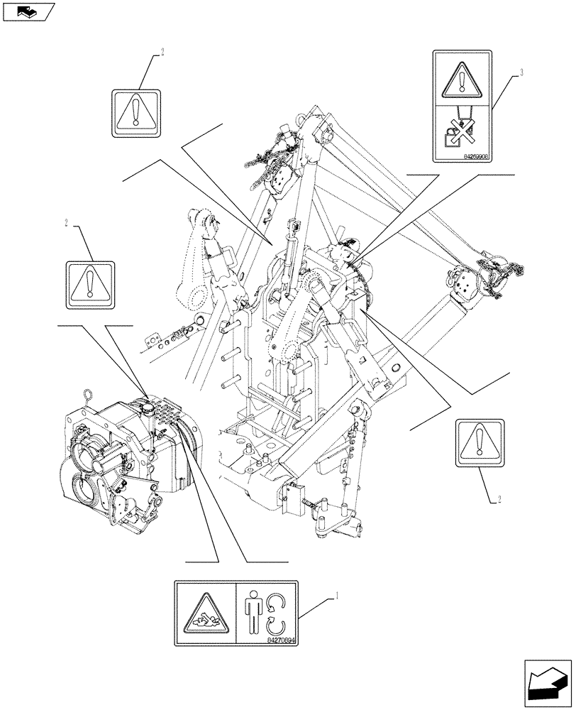 Схема запчастей Case IH FARMALL 115C - (90.108.AC[11]) - VAR - 334220, 334222, 334223, 334230, 334231, 334232, 334356 - WARNING DECAL, W/ CAB - ISO (90) - PLATFORM, CAB, BODYWORK AND DECALS