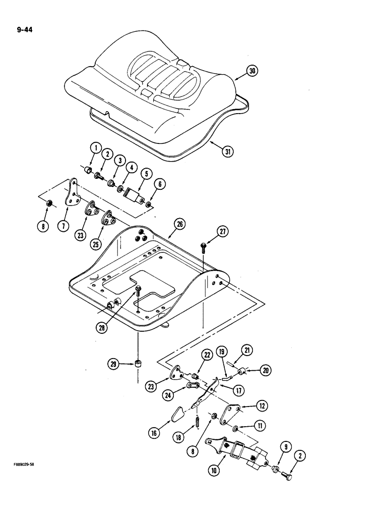 Схема запчастей Case IH 9180 - (9-044) - SEAT MECHANICAL SUSPENSION ROPS (09) - CHASSIS/ATTACHMENTS