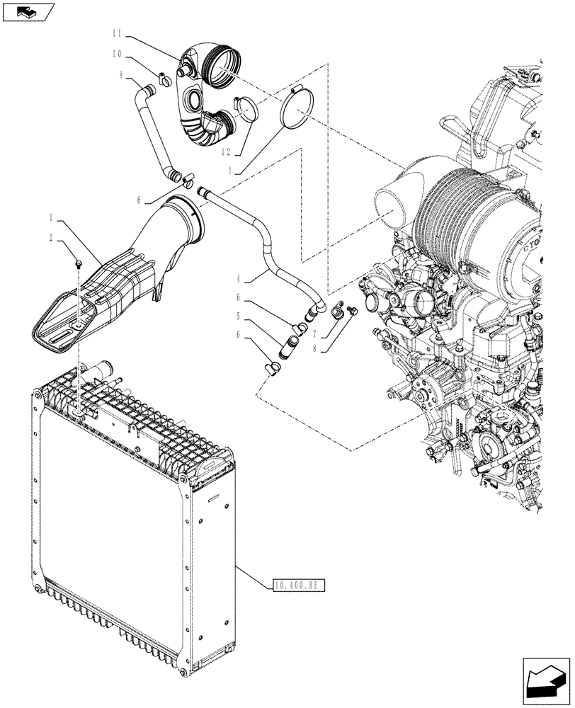Схема запчастей Case IH FARMALL 85C - (10.202.AD) - VAR - 33020, 390200 - AIR INTAKE LINE (10) - ENGINE