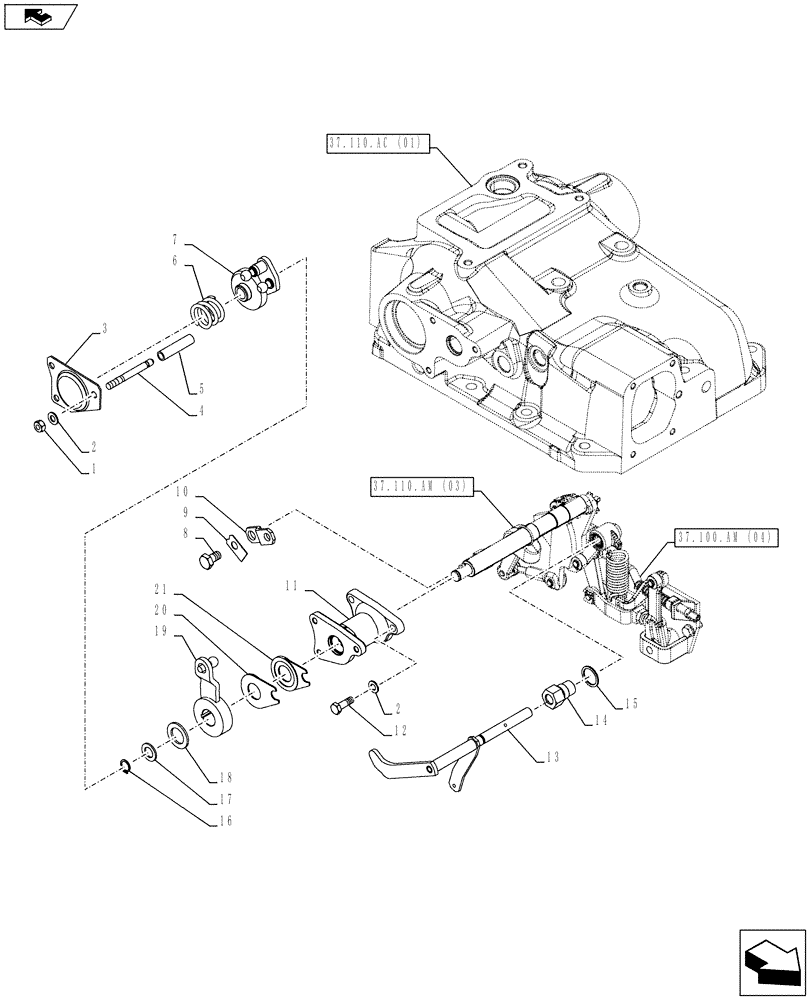 Схема запчастей Case IH FARMALL 115C - (37.110.AK[02]) - VAR - 743595, 743596 - HYDRAULIC LIFT, EXTERNAL CONTROLS (37) - HITCHES, DRAWBARS & IMPLEMENT COUPLINGS