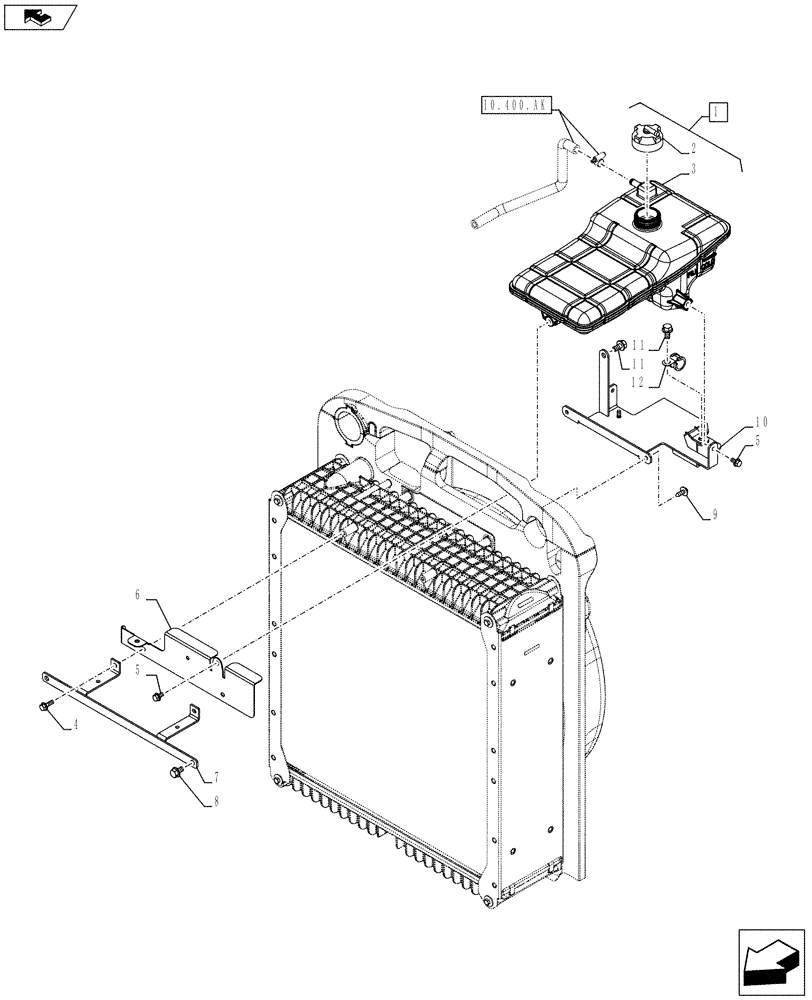 Схема запчастей Case IH FARMALL 85C - (10.400.BH[01]) - VAR - 390200, 330200 - WATER TANK (10) - ENGINE