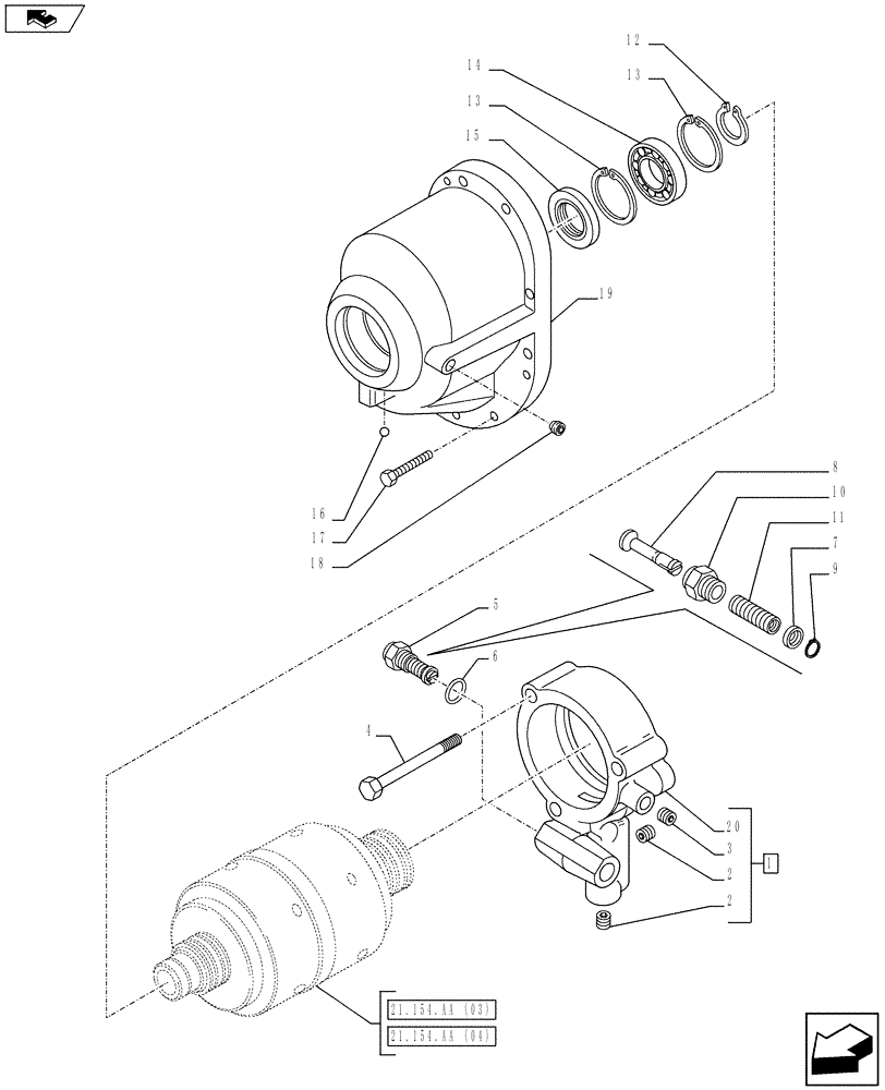 Схема запчастей Case IH FARMALL 115C - (21.155.AA[02]) - VAR - 744762, 744763 - TRANSMISSION, COVER, MANIFOLD (21) - TRANSMISSION