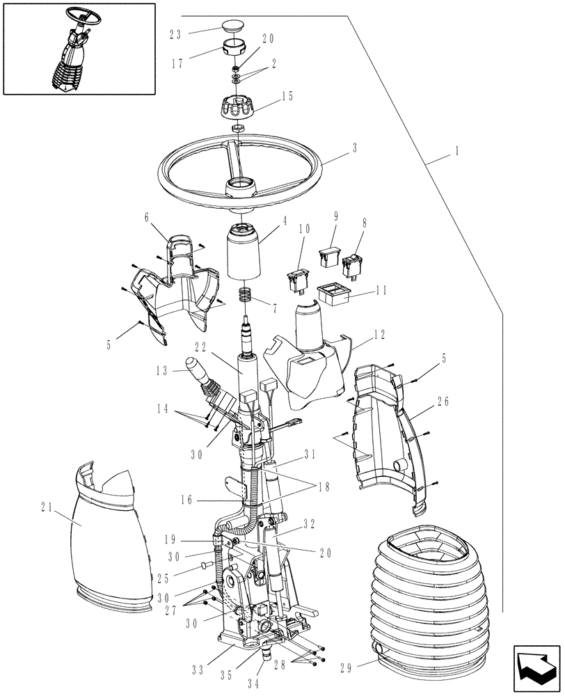 Схема запчастей Case IH WD1903 - (10.22) - STEERING COLUMN (10) - CAB