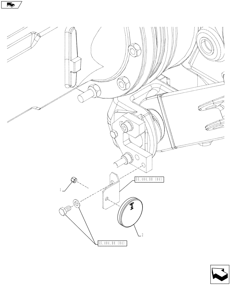 Схема запчастей Case IH FARMALL 95C - (55.404.BH[03]) - VAR - 743581 - REFLECTOR, W/O CAB - ISO (55) - ELECTRICAL SYSTEMS