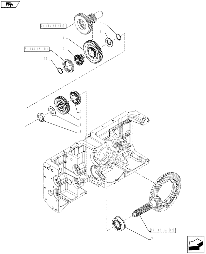 Схема запчастей Case IH FARMALL 115C - (21.148.AC[02]) - CENTRAL REDUCTION GEAR, BEARING, HEAVY DUTY (21) - TRANSMISSION