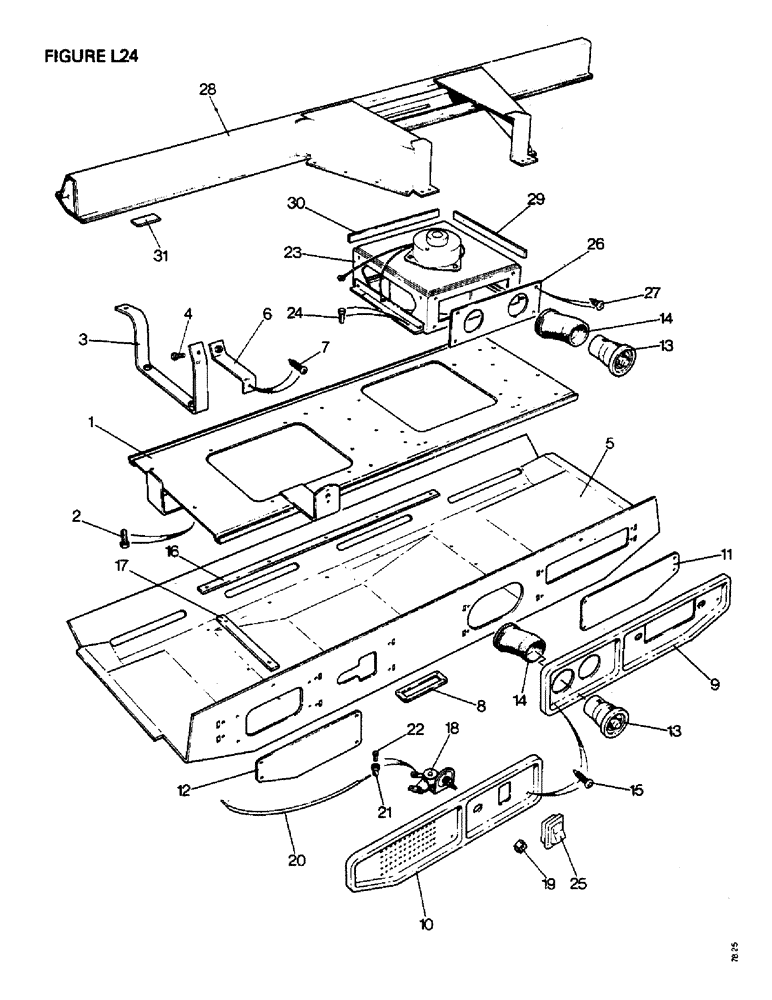 Схема запчастей Case IH 1412 - (L24-1) - CHASSIS, BONNET, FENDERS, SAFETY FRAME AND CAB, HEATER AND VENTILATOR UNIT FOR CAB [EFF. SN NOTE A] (12) - CHASSIS