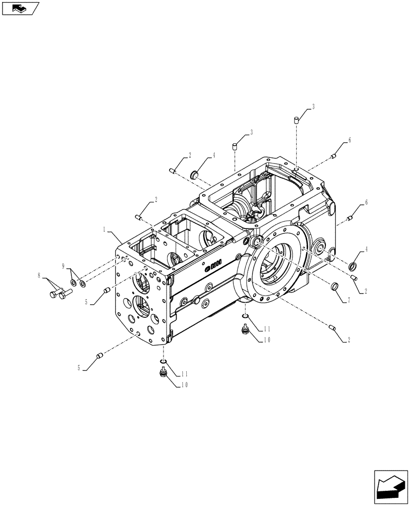 Схема запчастей Case IH FARMALL 115C - (21.118.AF[02]) - VAR - 744762, 744763 - TRANSMISSION HOUSING, REAR (21) - TRANSMISSION