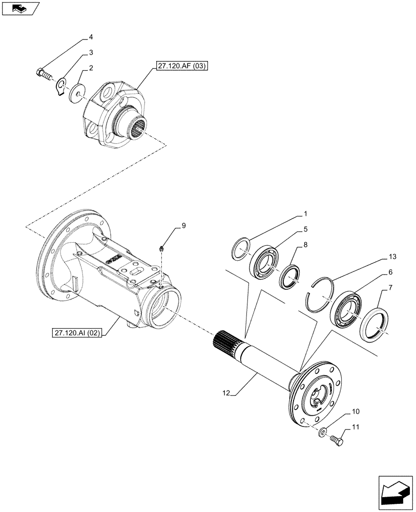 Схема запчастей Case IH FARMALL 115C - (27.120.AF[04]) - VAR - 333411 - FINAL DRIVE, AXLE (27) - REAR AXLE SYSTEM