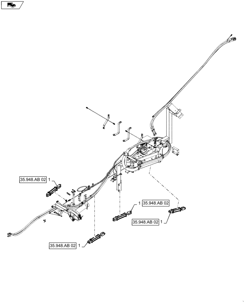 Схема запчастей Case IH 2330 - (35.948.AB[01]) - DELUXE AUGER HYDRAULIC CYLINDER LAYOUT (35) - HYDRAULIC SYSTEMS