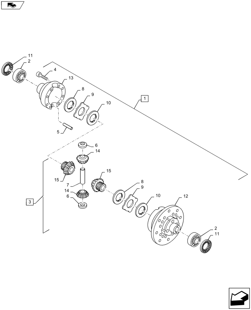 Схема запчастей Case IH MAXXUM 115 - (25.102.AC[09]) - STD + VAR - 330425 - CL.3 FRONT AXLE - DIFFERENTIAL - BREAKDOWN (25) - FRONT AXLE SYSTEM