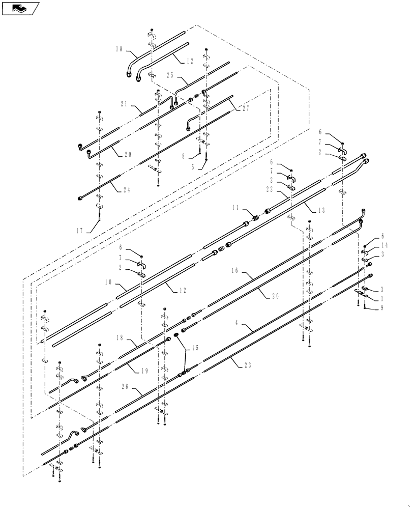 Схема запчастей Case IH 3152 - (35.410.15) - TUBE ASSEMBLY, BUNDLE 35 FT (35) - HYDRAULIC SYSTEMS