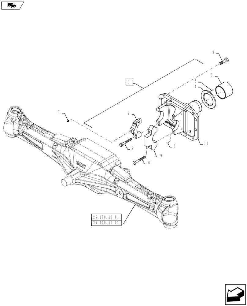 Схема запчастей Case IH MAXXUM 140 - (25.102.AC[02]) - VAR - 330409, 330416 - CL.3 FRONT AXLE - DIFFERENTIAL CARRIER (25) - FRONT AXLE SYSTEM