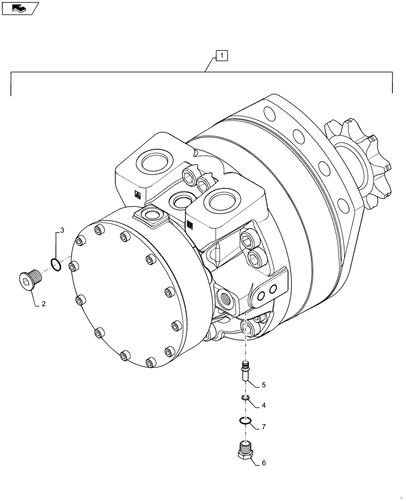 Схема запчастей Case IH SR220 - (35.353.AD[02]) - 1 SPEED DRIVE MOTOR (35) - HYDRAULIC SYSTEMS
