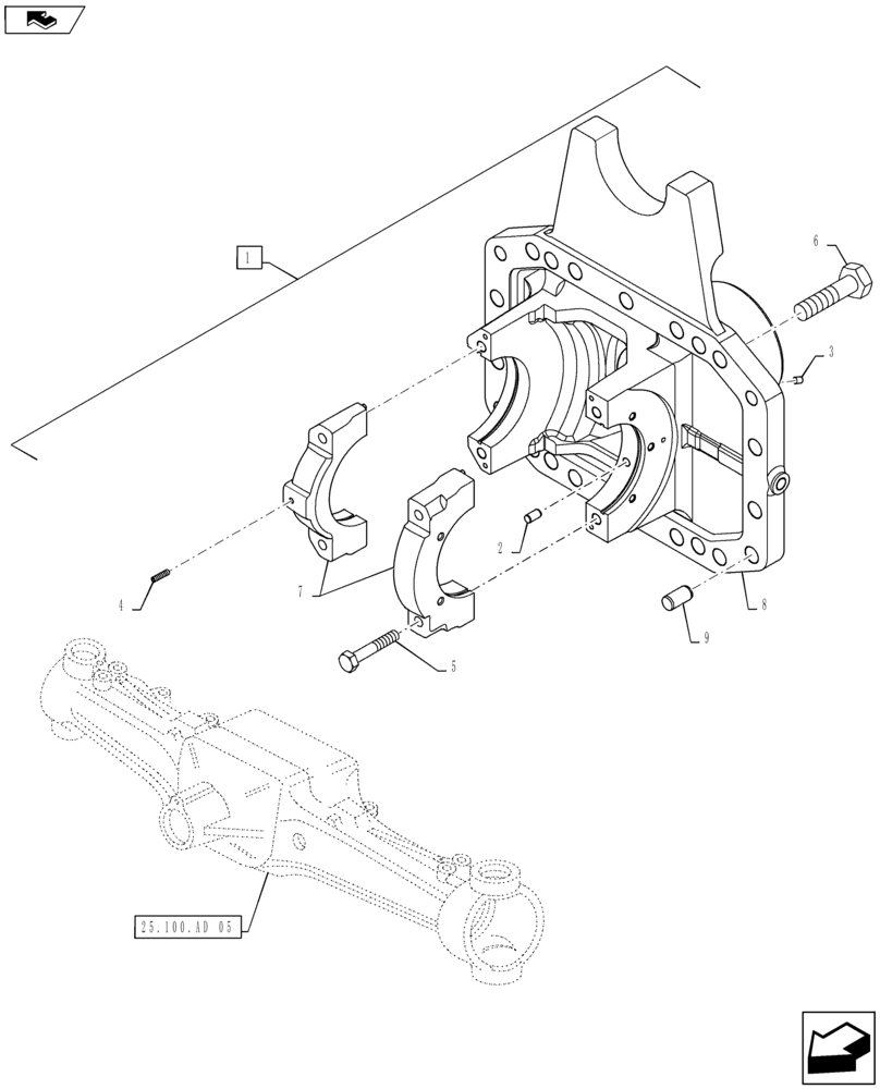 Схема запчастей Case IH MAXXUM 140 - (25.102.AC[06]) - VAR - 330429, 330430 - CL.4 SUSPENDED FRONT AXLE - DIFFERENTIAL CARRIER (25) - FRONT AXLE SYSTEM