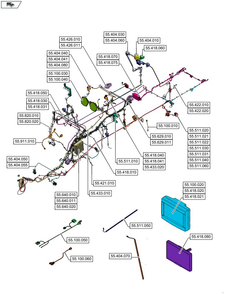 Схема запчастей Case IH LB434R XL - (55.000.00) - SECTION INDEX - ELECTRICAL SYSTEMS (55) - ELECTRICAL SYSTEMS