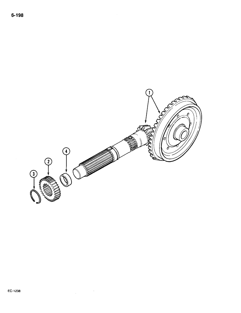 Схема запчастей Case IH 385 - (6-198) - BEVEL GEAR MAIN SHAFT, 4 WHEEL DRIVE, MFD TRACTORS (06) - POWER TRAIN