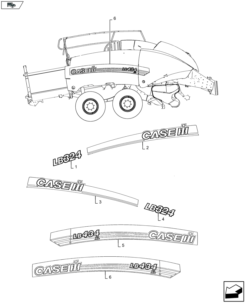 Схема запчастей Case IH LB434S XL - (90.108.030) - COMMERCIAL DECALS (90) - PLATFORM, CAB, BODYWORK AND DECALS