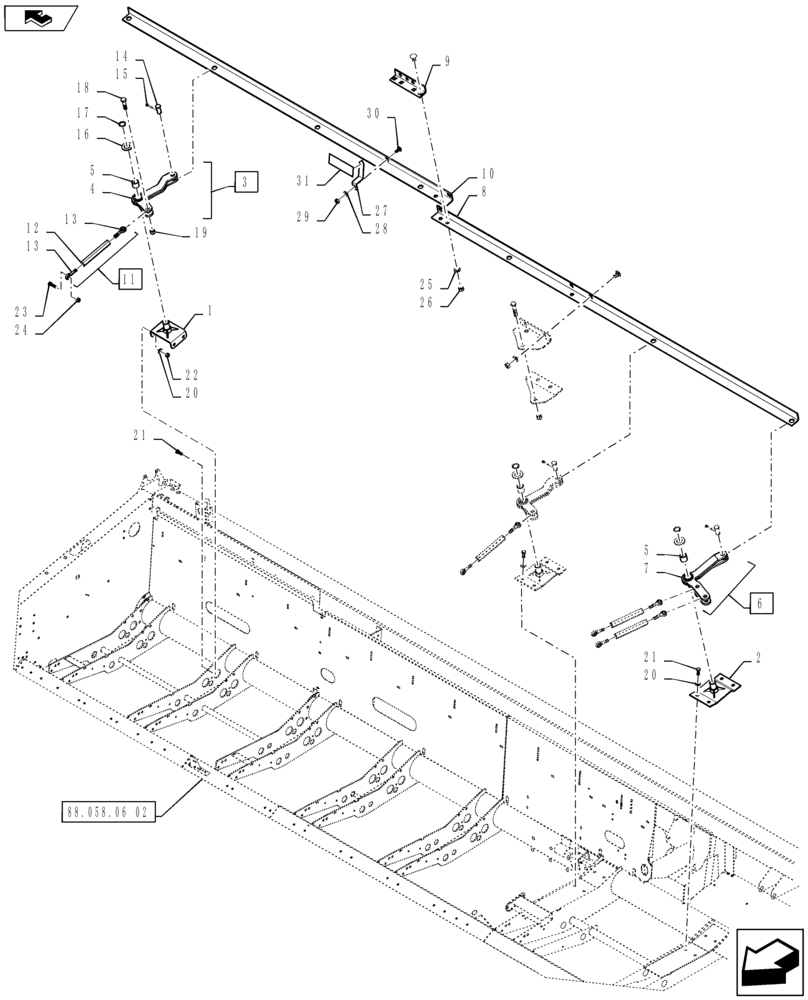 Схема запчастей Case IH 3162 - (88.058.06[01]) - DIA, KIT, CUTTERBAR ADJUST, RIGHT (88) - ACCESSORIES