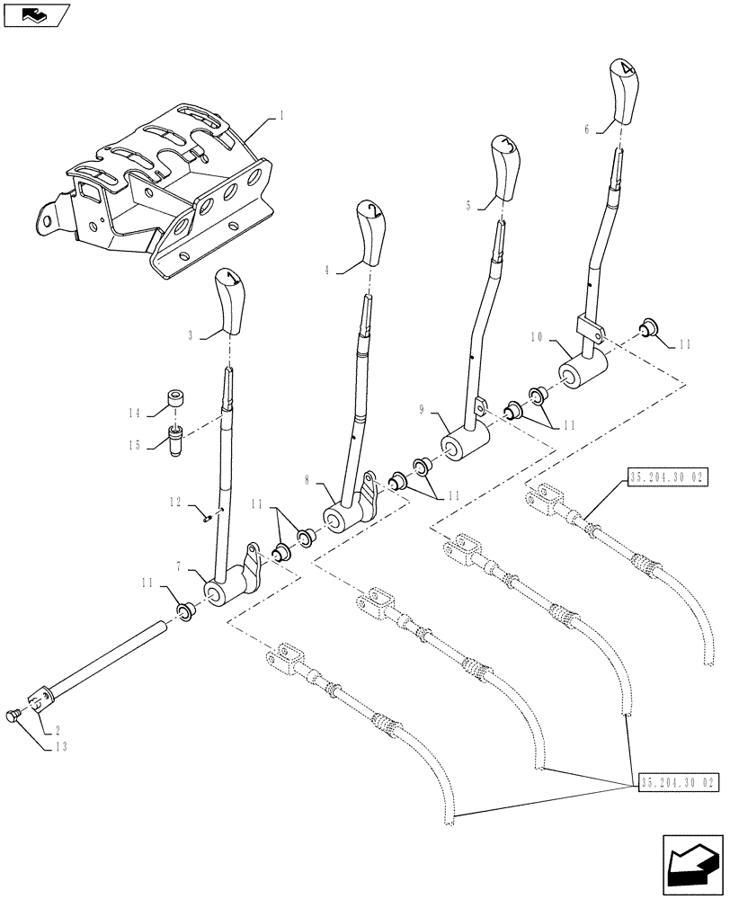 Схема запчастей Case IH PUMA 130 - (35.204.30[01]) - VAR - 743685, 333845, 336845 -4 LEVER REAR CONTROL (35) - HYDRAULIC SYSTEMS