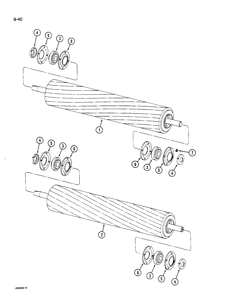 Схема запчастей Case IH 1590 - (9-040) - CONDITIONING ROLLS, 1490 AND 1590 MOWER CONDITIONER (03) - CHASSIS/MOUNTED EQUIPMENT
