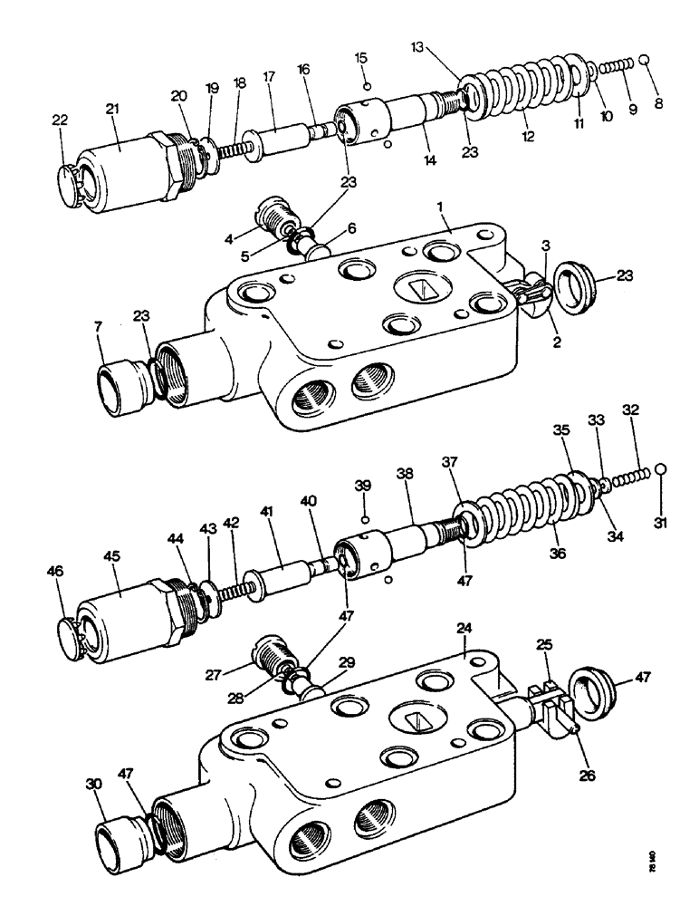 Схема запчастей Case IH 1210 - (E44) - SELECTAMATIC HYD. SYSTEM DOUBLE ACTING CONTROL VALVE - ALL MODELS, PART OF LIVE TAKE-OFF VALVE (07) - HYDRAULIC SYSTEM