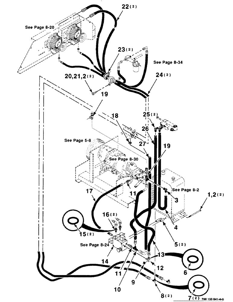 Схема запчастей Case IH 8825HP - (08-18) - HEADER HYDRAULIC PUMPS, SUCTION & RETURN ASSEMBLY, 8825HP ONLY (08) - HYDRAULICS