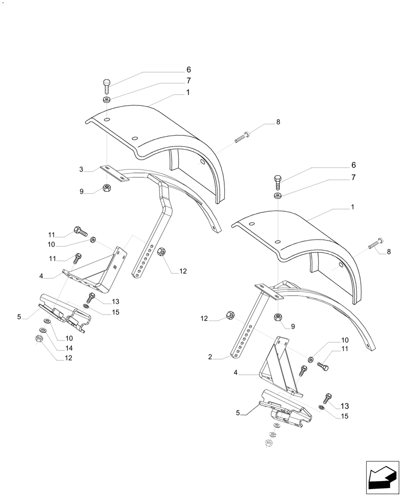 Схема запчастей Case IH FARMALL 110A - (90.116.AC[03]) - FRONT FENDER, 4WD (90) - PLATFORM, CAB, BODYWORK AND DECALS