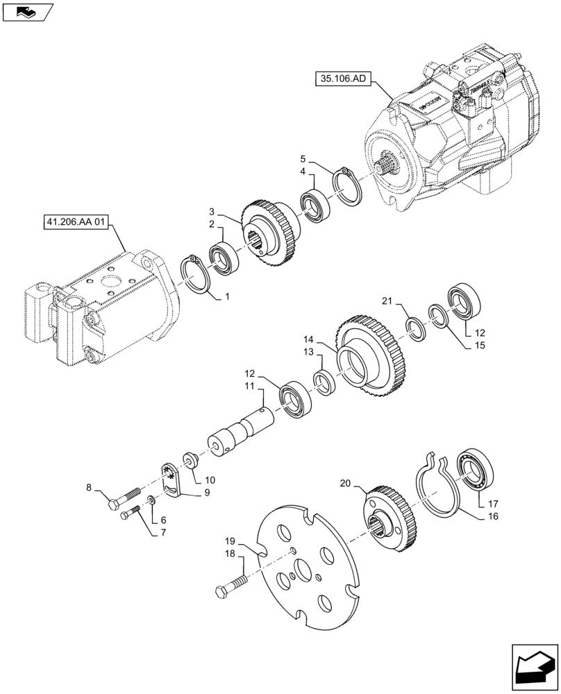 Схема запчастей Case IH MAXXUM 115 - (21.900.AA) - HYDRAULIC PUMPS GEARS (21) - TRANSMISSION