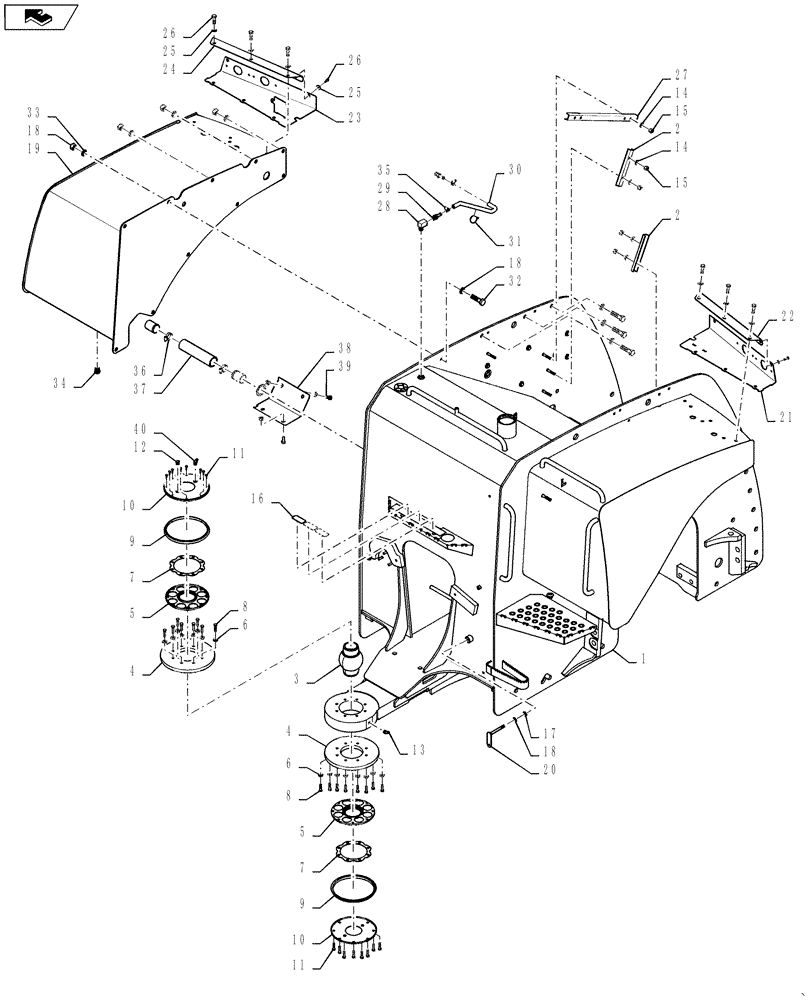 Схема запчастей Case IH QUADTRAC 550 - (39.100.08[02]) - REAR FRAME / FUEL TANKS AND FENDERS - QUADTRAC 550 & 600 ASN ZBF126024 (39) - FRAMES AND BALLASTING
