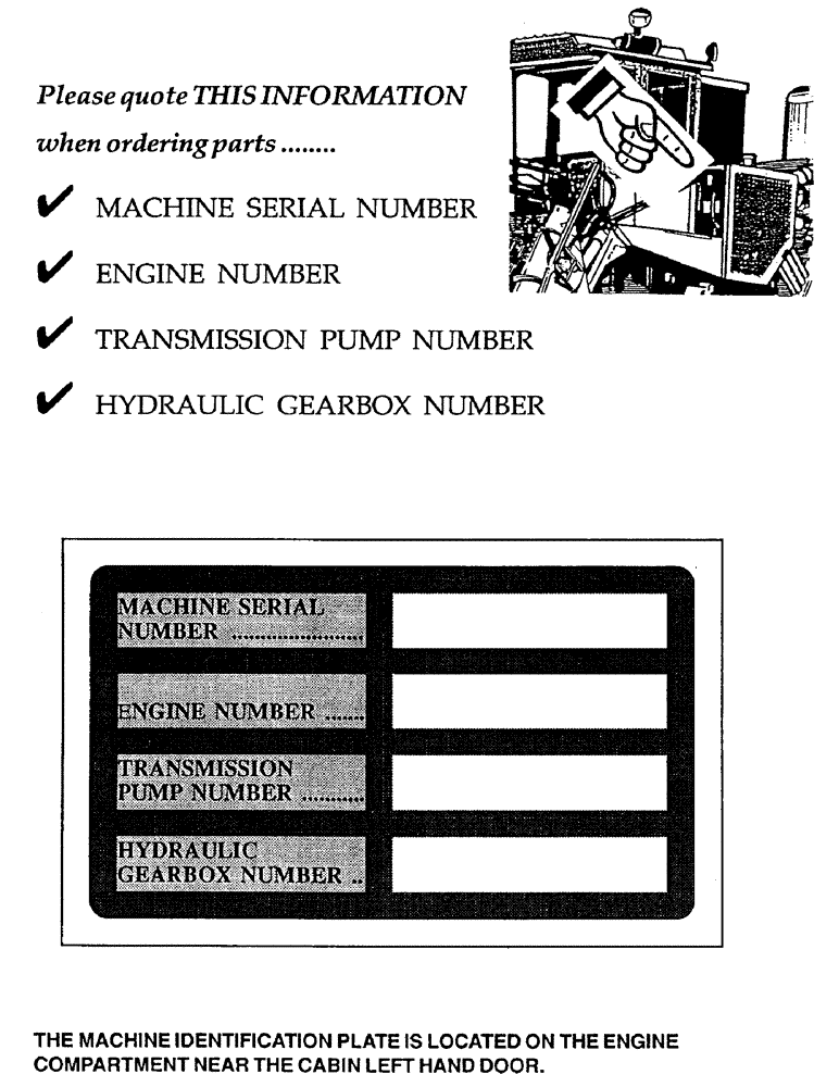 Схема запчастей Case IH 7700 - (A00-03) - GENERAL, MACHINE ID PLATE (00) - GENERAL