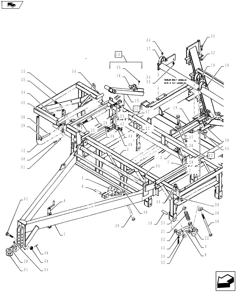 Схема запчастей Case IH TURBO-TIGER - (39.100.01) - MAIN FRAME ASSEMBLY (39) - FRAMES AND BALLASTING