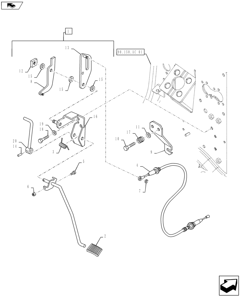 Схема запчастей Case IH MAXXUM 125 - (10.220.AA[01]) - ACCELERATOR PEDAL (10) - ENGINE