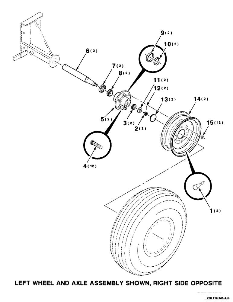Схема запчастей Case IH 8465 - (7-06) - WHEEL, HUB AND AXLE ASSEMBLY (12) - MAIN FRAME