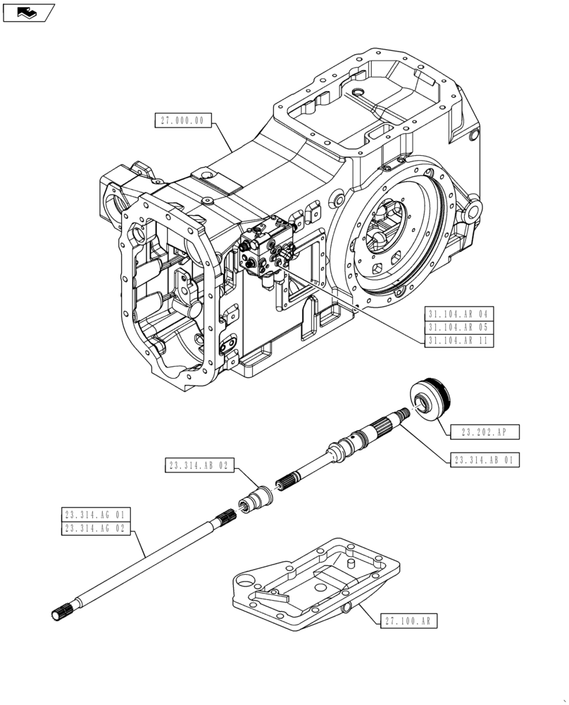 Схема запчастей Case IH MAXXUM 140 - (00.000.23) - PICTORIAL INDEX - 4WD LINES (00) - GENERAL & PICTORIAL INDEX