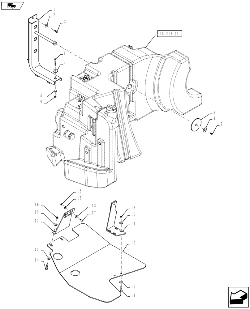 Схема запчастей Case IH PUMA 145 - (10.216.02) - VAR - 743671, 337142, 338142 & STD - FUEL TANK - SUPPORT (10) - ENGINE