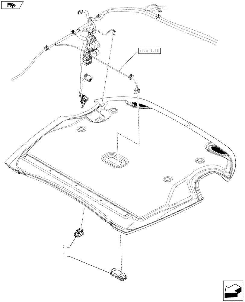 Схема запчастей Case IH FARMALL 115C - (55.514.AA) - VAR - 743580, 743582, 743583, 743867, 331717 - CAB LIGHTING, INTERIOR LIGHT (55) - ELECTRICAL SYSTEMS