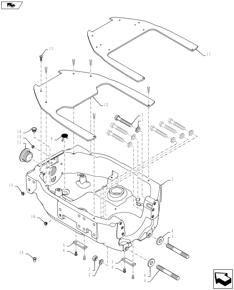 Схема запчастей Case IH PUMA 145 - (25.100.01) - SUPPORT FOR 4WD STANDARD FRONT AXLE - SUPPORT (25) - FRONT AXLE SYSTEM