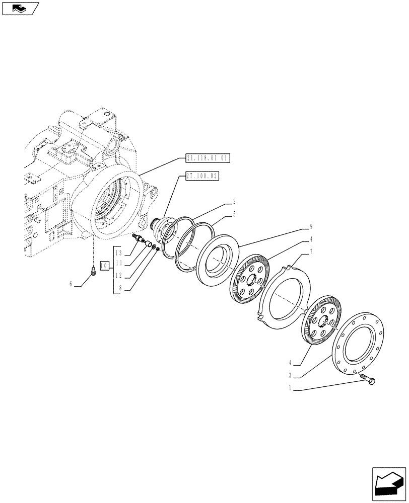 Схема запчастей Case IH PUMA 200 - (33.202.01) - ABS SYSTEM - TRANSMISSION BRAKES (VAR.743922) (33) - BRAKES & CONTROLS